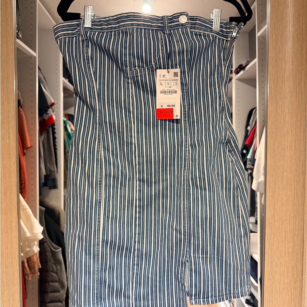 Zara Blue and White Striped Mini Dress